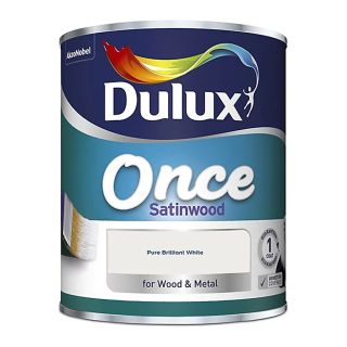 Dulux Once Pure Brilliant White Satinwood Paint 750ml