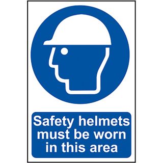 Safety Helmets Must Be Worn In This Area - PVC Sign 400 x 600mm