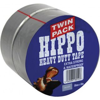 Hippo Heavy Duty Silver Tape 50mm x 50m - Twin Pack