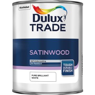 Dulux Trade Satinwood Pure Brilliant White Paint 2.5L