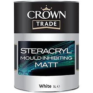 Crown Trade Steracryl Anti-Mould Paint Vinyl Matt White Paint 2.5L