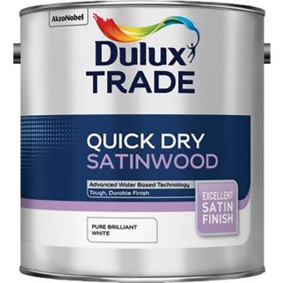 Dulux Trade Quick Dry Satinwood Pure Brilliant White Paint 2.5L