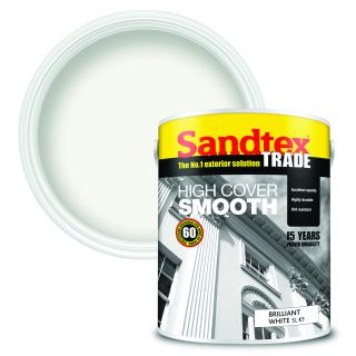 Sandtex Trade Highcover Smooth Brilliant White Masonary Paint 5L