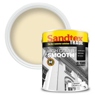 Sandtex Trade Highcover Smooth Cornsh Cream Masonary Paint 5L