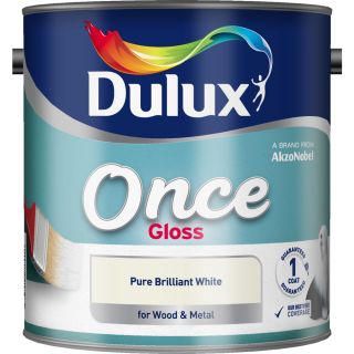 Dulux Once Pure Brilliant White Satinwood Paint 750ml