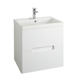 Highlife Selkirk Gloss White Wall Hung Draw Unit 600mm