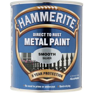 Hammerite Smooth Silver Direct to Rust Metal Paint 750ml