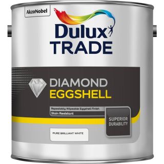Dulux Trade Diamond Eggshell Pure Brilliant White Paint 2.5L