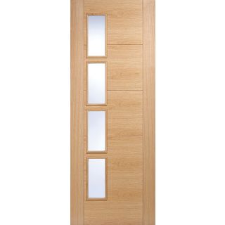 LPD Oak Vancouver Glazed Clear Glass Offset Pre-Finished Internal Door 1981 x 762mm