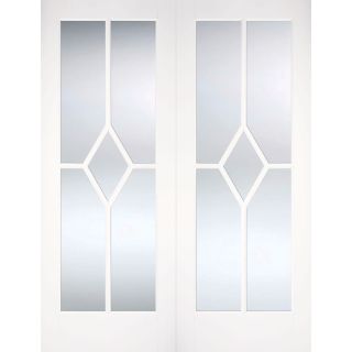 LPD White Reims Glazed Pair Primed Internal French Door 1981 x 1372mm